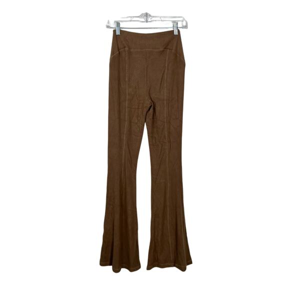 NWT Area Stars Brown Stretchy Soft Textured Bell Bottoms Leggings Pants Size XS - Picture 4 of 9